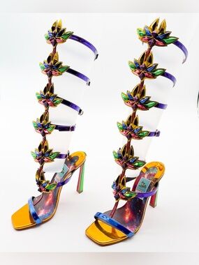 Christian Louboutin Marvel Sea Warrior Gladiator Knee High Sandal Metallic 40.5